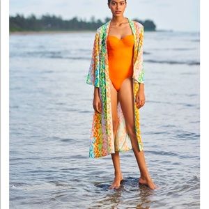 Verandah Hand Beaded Ivory  Bougainvillea Print -  Ecovero - Medium